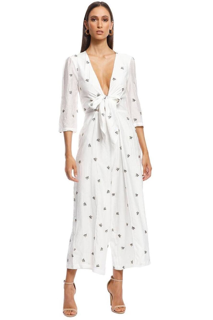 The East Order Savannah Jumpsuit Ivory Embroidered Cutout S